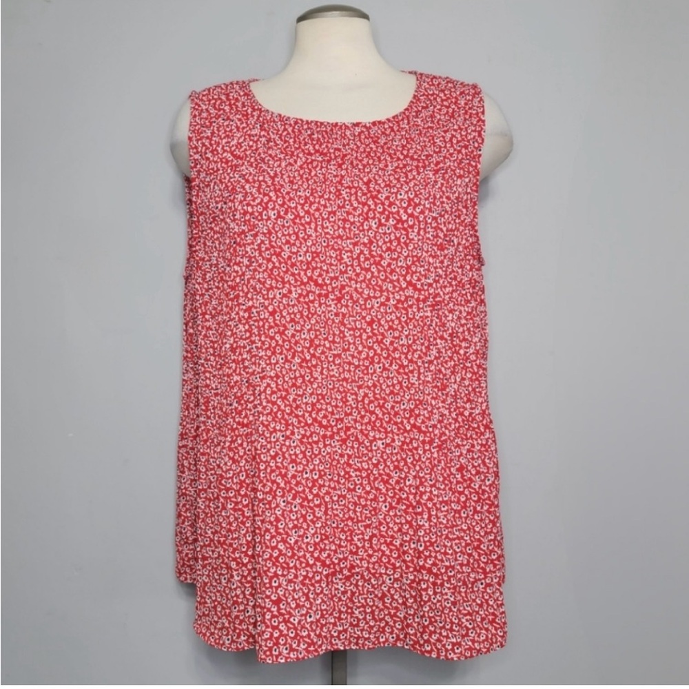 Addition Elle Red Floral Sleeveless Flowy Top